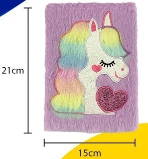 CADERNO/AGENDA PELUCIA UNICORNIO
